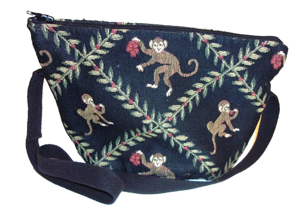 Monkeys Shoulder Bag Doodle Bags  Coconuts Canvas Lightweight USA